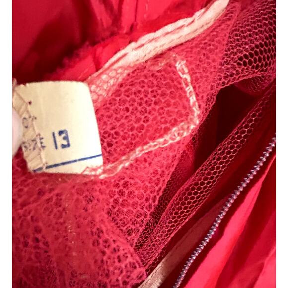 1950s Jonny Herbert Couture Red Taffeta Party Dress XS Rockabilly Pin Up Vtg - Picture 13 of 16